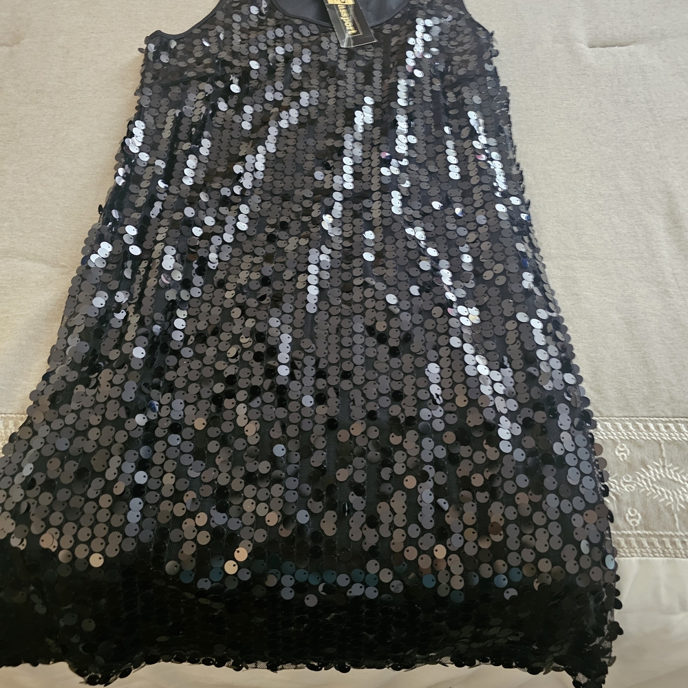 Passport Mini dress Black Sequin New Size M